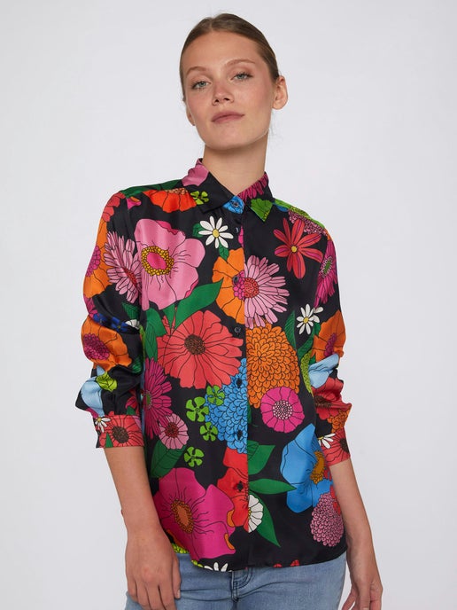 Vilagallo Louisa Silk Flower Shirt